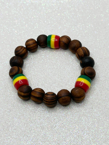 Wood African Beaded Bracelet